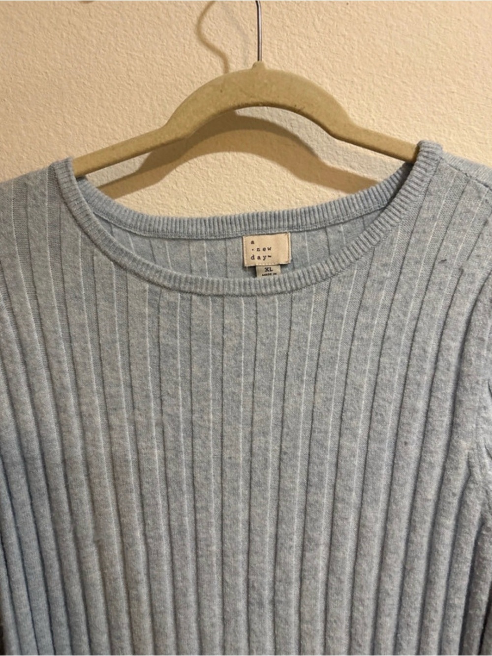 a new day Light Blue Ribbed Crewneck Sweater - Men's